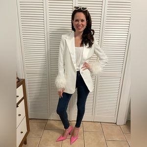 Nadine Merabi Margot White Blazer, Size Small